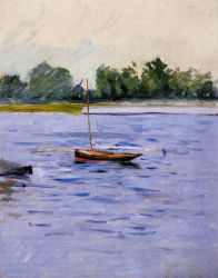 Boat at Anchor on the Seine - Gustave Caillebotte Oil Painting