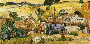 Thatched Houses against a Hill - Vincent Van Gogh Oil Painting