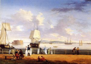 The Battery and Harbor, New York - Thomas Birch Oil Painting
