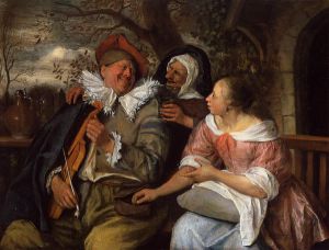 The Merry Threesom -  Jan Steen oil painting