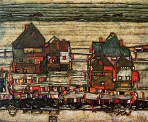 Houses with Laundry - Oil Painting Reproduction On Canvas