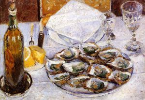 Still Life with Oysters -   Gustave Caillebotte Oil Painting