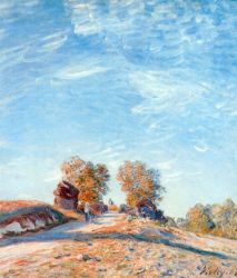 Hill Path in Sunlight - Alfred Sisley Oil Painting