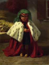 Little Girl with Ermine Coat - John George Brown Oil Painting