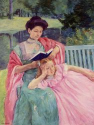 Auguste Reading to Her Daughter -   Mary Cassatt oil painting,