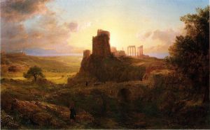 The Ruins at Sunion, Greece -   Frederic Edwin Church Oil Painting