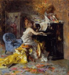 Woman at a Piano - Oil Painting Reproduction On Canvas