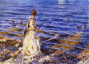 Girl Fishing - Oil Painting Reproduction On Canvas