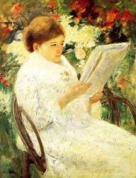 Woman Reading in a Garden - Oil Painting Reproduction On Canvas