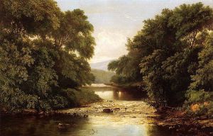 Fishing by a River -  William Mason Brown Oil Painting