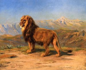 Lion in a Mountainous Landscape -  Rosa Bonheur Oil Painting