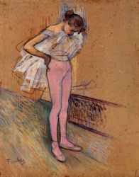 Dancer Adjusting Her Tights - Henri De Toulouse-Lautrec Oil Painting