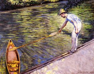 Boater Pulling on His Perissoire -  Gustave Caillebotte Oil Painting