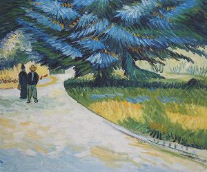 Poet\'s Garden with a Couple and a Blue Fir -  Vincent Van Gogh Oil Painting