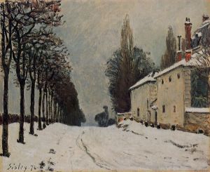 Snow on the Road, Louveciennes - Oil Painting Reproduction On Canvas