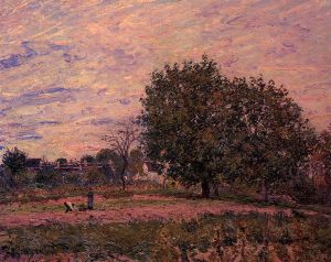 Walnut Trees, Sunset-Early Days of October -  Alfred Sisley Oil Painting