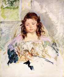 Sketch for 'Francoise in a Round-Backed Chair, Reading - Mary Cassatt Oil Painting