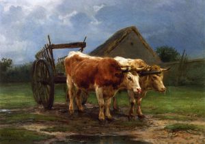 Oxen Pulling a Cart - Rosa Bonheur Oil Painting