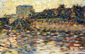 Courbevoie, Landscape with Turret - Georges Seurat Oil Painting