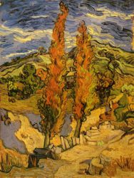 Two Poplars on a Road through the Hills -  Vincent Van Gogh Oil Painting