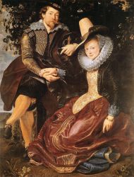 The Artist and His First Wife, Isabella Brant, in the Honeysuckle Bower II -  Peter Paul Rubens oil painting