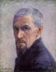 Self Portrait with Grey Background -   Gustave Caillebotte Oil Painting