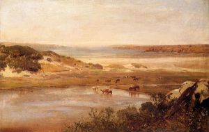 Landscape with River - Thomas Worthington Whittredge Oil Painting