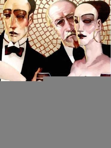 dramatic figures - in the bar - creative oil painting