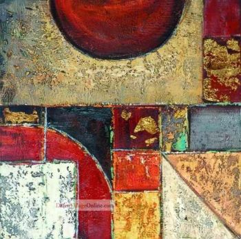 Abstract oil painting - arc and square - Warm colors - 100% hand made