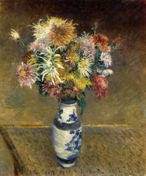 Chrysanthemums in a Vase -  Gustave Caillebotte Oil Painting