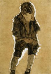 Boy with Hand to Face - Egon Schiele Oil Painting