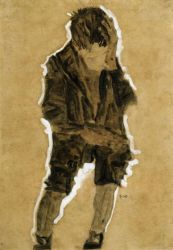 Boy with Hand to Face -   Egon Schiele Oil Painting