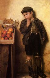 Eying the Fruit Stand - John George Brown Oil Painting