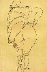 Semi-Nude, Back View -  Egon Schiele Oil Painting