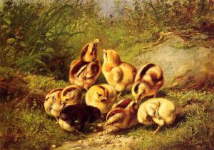 Chicks -  Arthur Fitzwilliam Tait Oil Painting