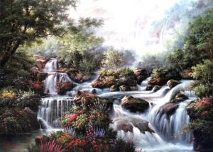 A Series of Small Waterfalls in the Jungle - Oil Painting Reproduction On Canvas