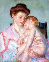 Sleepy Baby -  Mary Cassatt oil painting,