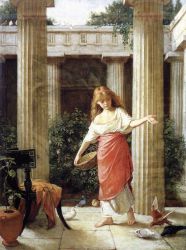 In the Peristyle - John William Waterhouse Oil Painting
