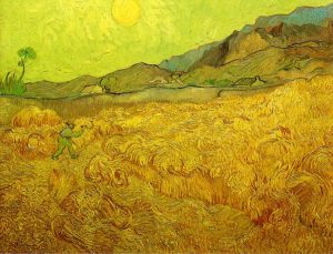 Wheat Fields with Reaper at Sunrise -  Vincent Van Gogh Oil Painting