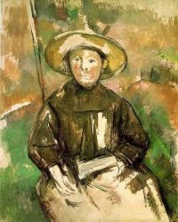 Child with Straw Hat - Paul Cezanne Oil Painting
