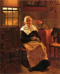 Dear Old Grannie - Oil Painting Reproduction On Canvas
