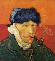 Self Portrait with Bandaged Ear and Pipe -  Canvas Vincent Van Gogh Oil Painting