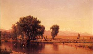 Crossing the Ford - Thomas Worthington Whittredge Oil Painting