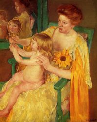 The Mirror -   Mary Cassatt oil painting,
