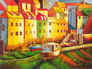 Docking Tug II - Oil Painting Reproduction On Canvas