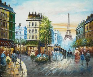 Morning on the Wet Streets of Paris II - Oil Painting Reproduction On Canvas