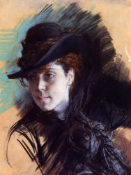 Girl in a Black Hat - Oil Painting Reproduction On Canvas