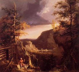 Daniel Boone Sitting at the Door of His Cabin on the Great Osage Lake, Kentucky -  Thomas Cole Oil Painting