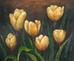 Orange Tulips Blooming - Oil Painting Reproduction On Canvas