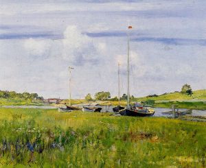 At the Boat Landing - William Merritt Chase Oil Painting